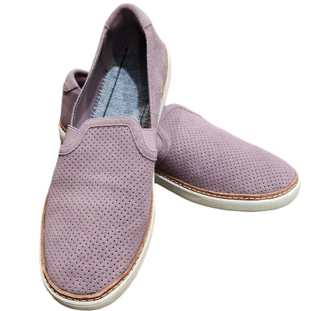 Vionic Sunny Mauve Malina Perforated Purple Suede Slip-On Sneakers 8.5